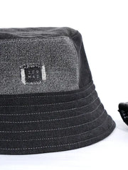 1ER MAI - Reversible bucket hat in black grey jeans patchwork/black