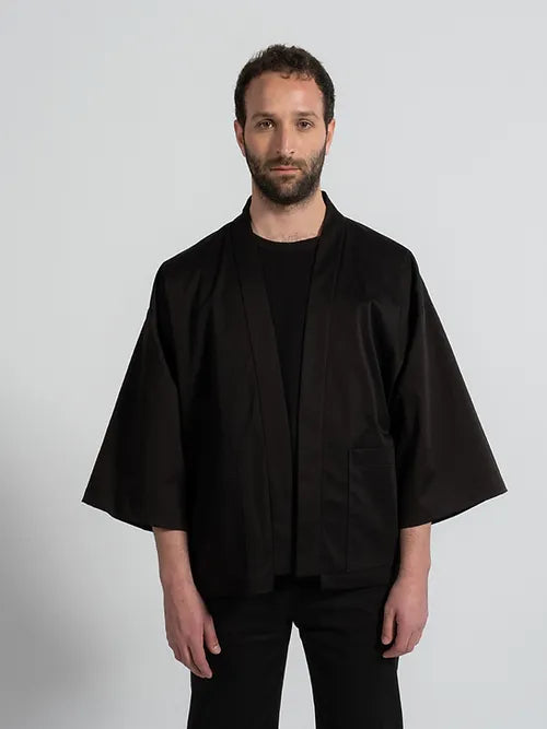 1ER MAI - Kimono réversible vert olive/noir