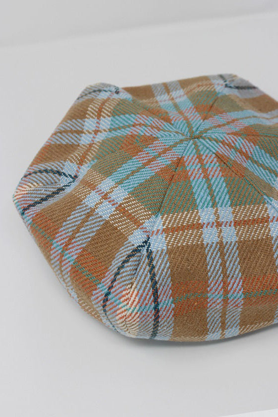 1ER MAI x Odeyalo- Beret in Plaid Eco Cotton Blend Twill – odeyalo