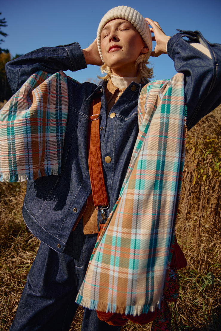 DISPATCH Écharpe Twill à carreaux en mélange de coton écologique