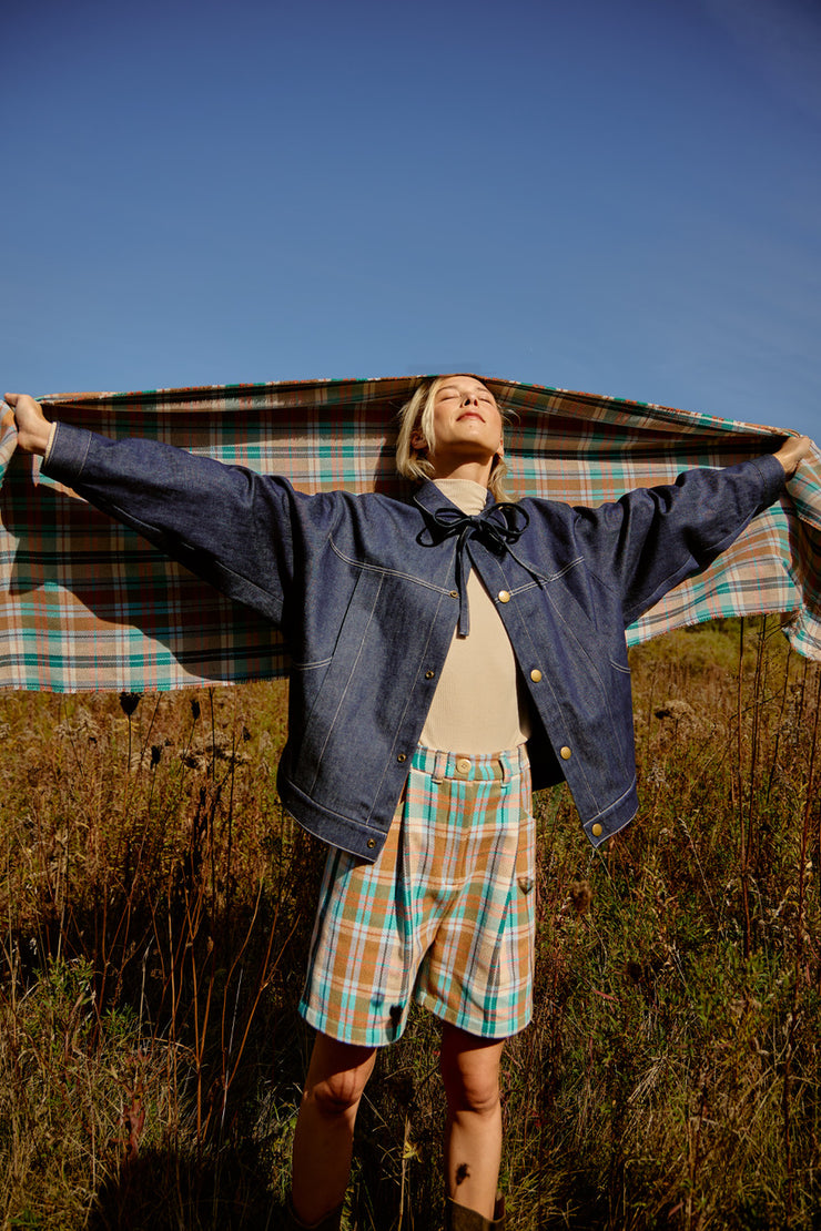 DISPATCH Écharpe Twill à carreaux en mélange de coton écologique