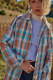 EXTRA Plaid Eco Cotton Blend Twill Trench