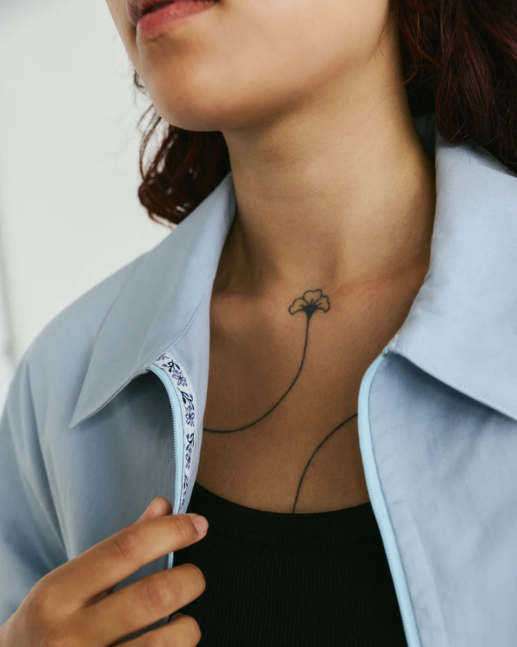 VERI - Claire Zip Up Shirt  -Powder Blue