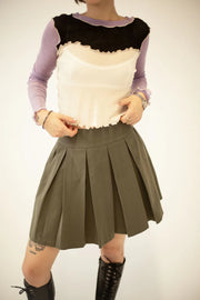 ELIZA FAULKNER - Portia Pleated Mini Skirt khaki