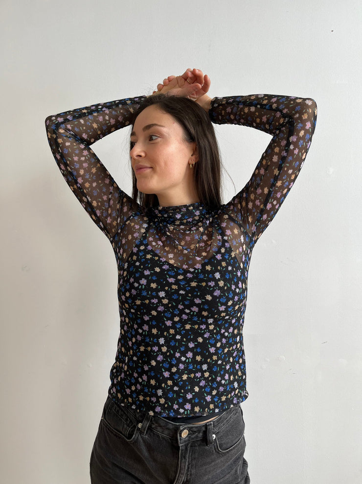 SUPAYANA - Sheer Mesh Floral Turtleneck