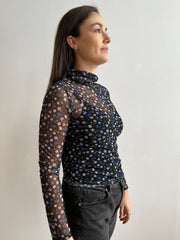 SUPAYANA - Sheer Mesh Floral Turtleneck