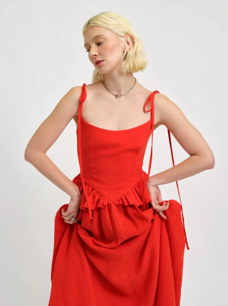 ELIZA FAULKNER - Tessa dress red linen