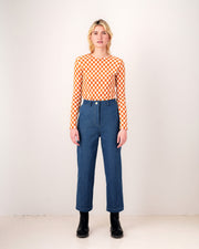 TIME OUT checkered top- M with reverse fabric