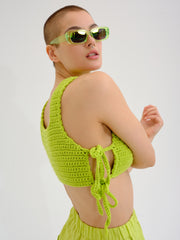 Made to order - MAMIE neon green crochet crop top