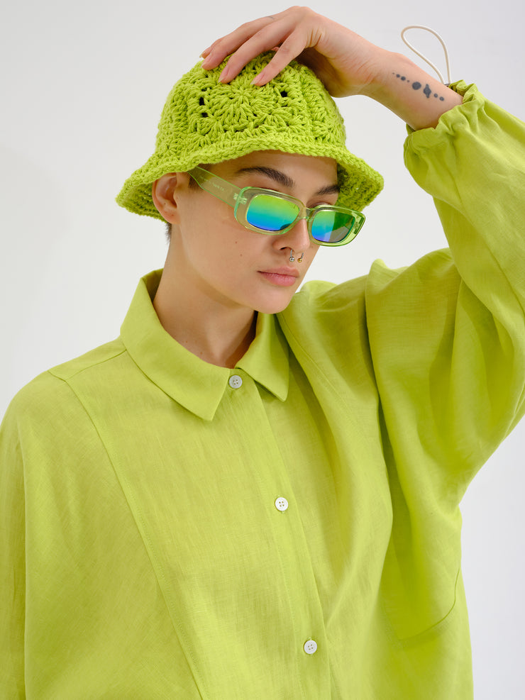 MITCH lime green crochet bucket hat