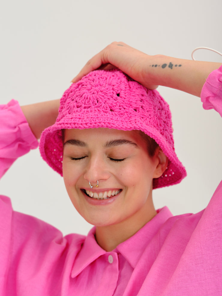 MITCH hot pink crochet bucket hat
